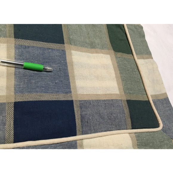 Park B Smith Blue Green Cream Block Plaid Std Shams (2) Linen-Look Cotton - Picture 7 of 10
